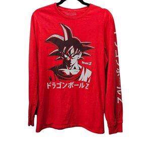 Dragon Ball Z Goku Mens Red Graphic Licensed Long Sleeve Anime T Shirt